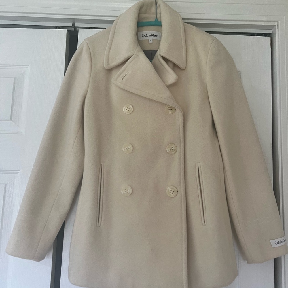 Calvin Klein Off-White Wool Coat